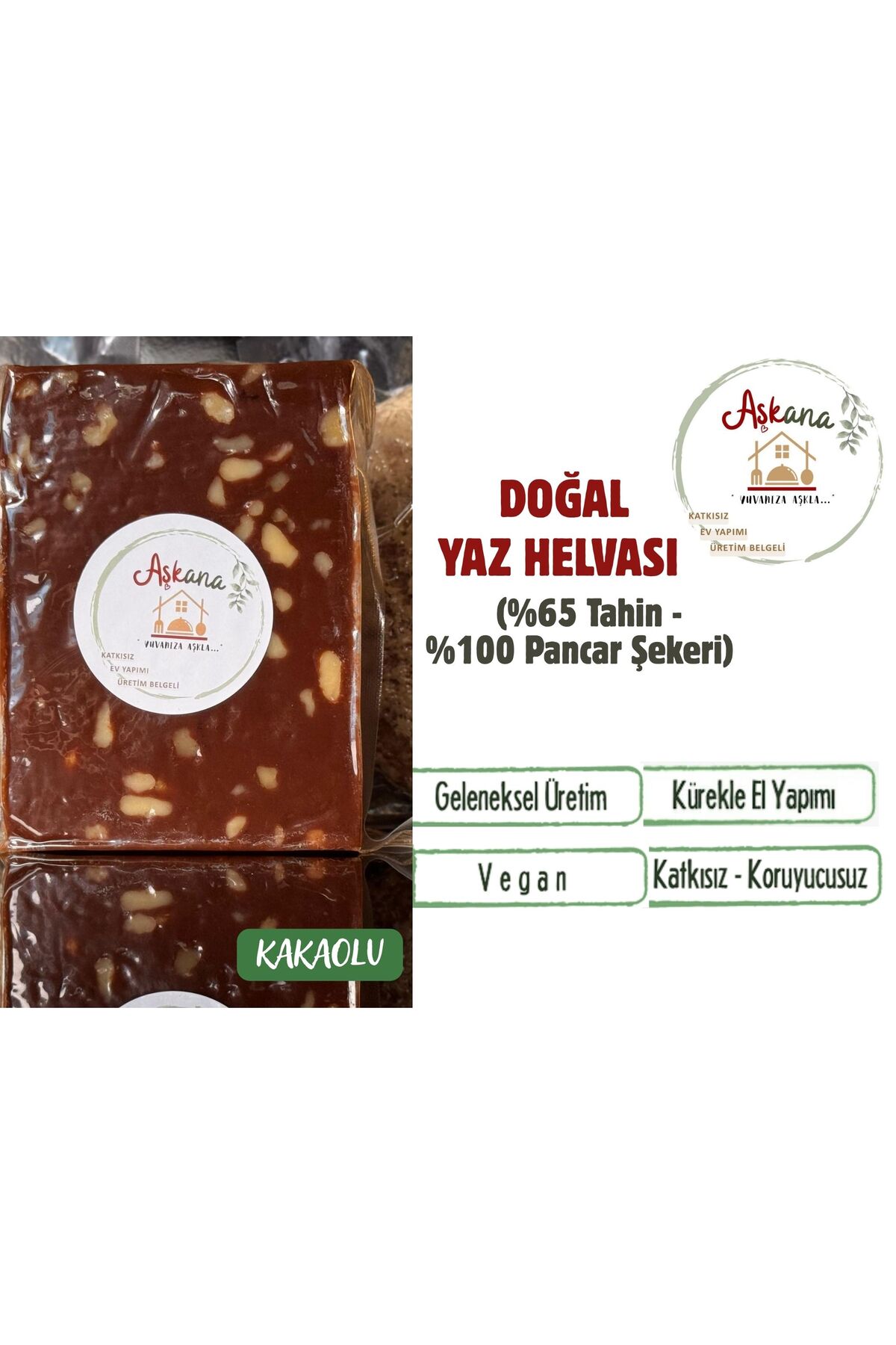 Cevizli Kakaolu Yaz Helvası 500g - Doğal Özel Seri Katkısız Geleneksel Hafif ve Taze Lezzet
