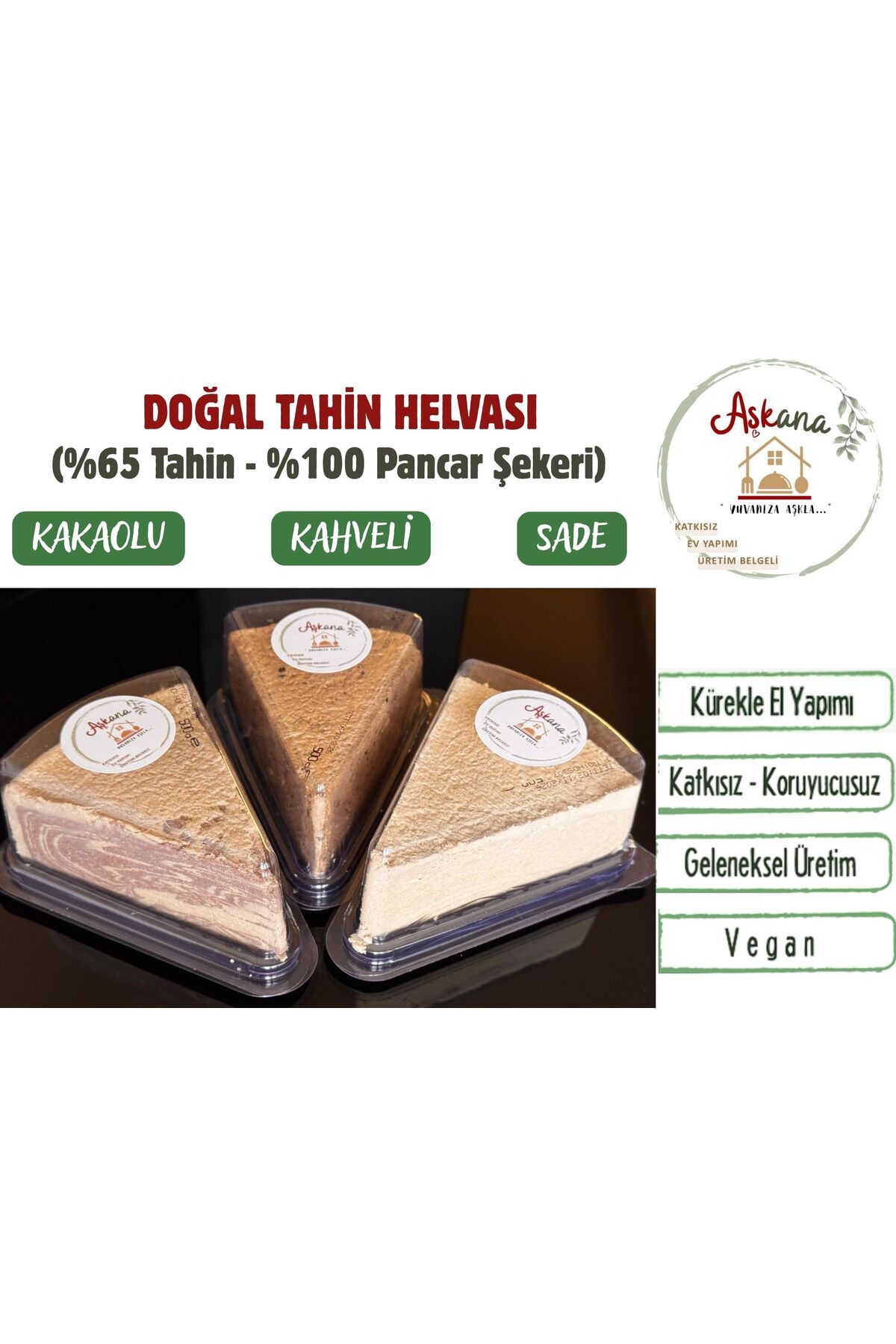 Bol Tahinli Kahveli Premium Helva 500g - Doğal Katkısız %100 Pancar Şekeri Özel Gurme Serisi