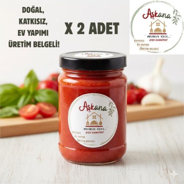 Şişe Domates 600g x 2 Adet - Doğal Katkısız Ev Yapımı Kışlık Menemenlik ve Yemeklik Sos İkili Set